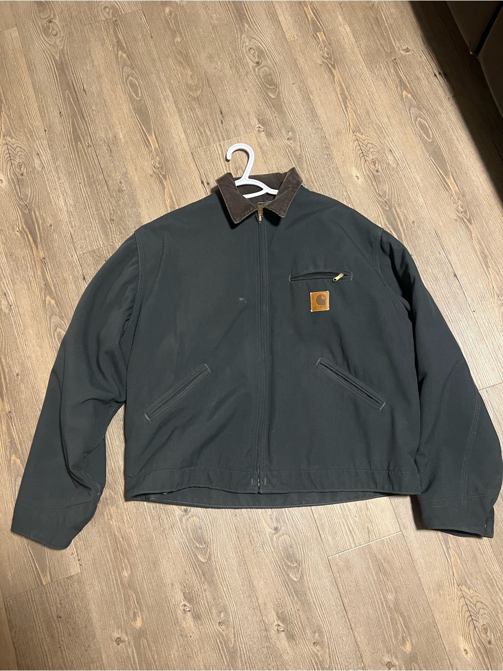 Carhartt Black Jacket with Brown Corduroy Collar